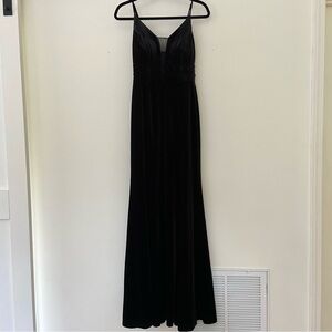 Black Velvet Maxi Dress V Neck Junior 9 Whimsigoth Fairy Grunge Vampire Holiday